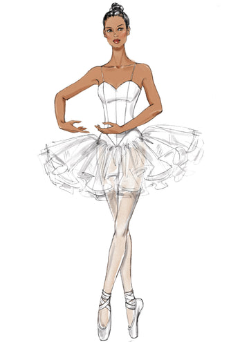 McCall's Misses' Ballet Costumes with Fitted, Boned Bodice and Skirt and Sleeve Variations M7615 - Sewing Pattern