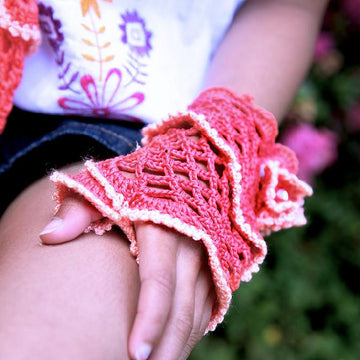 Coral Reef Scarf, Gloves and Pin 3pc Set Crochet
