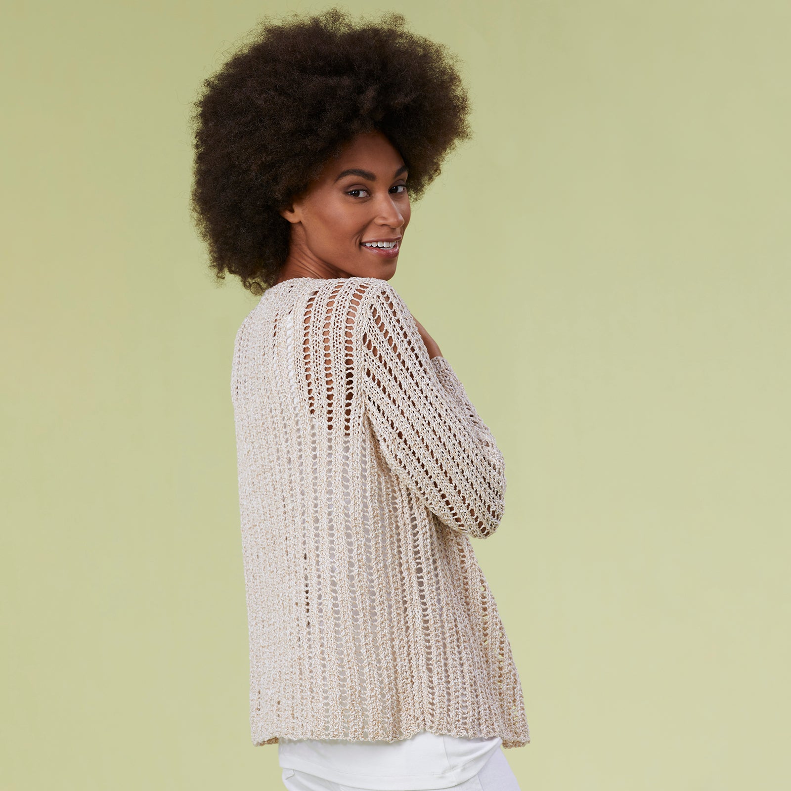 Oak Bluffs Cardigan - Knitting Pattern for Women in Tahki Yarns Cotton Classic Twist by Tahki Yarns