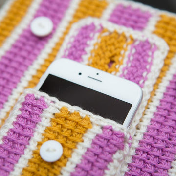 Tunisian Striped Gadget Cosies