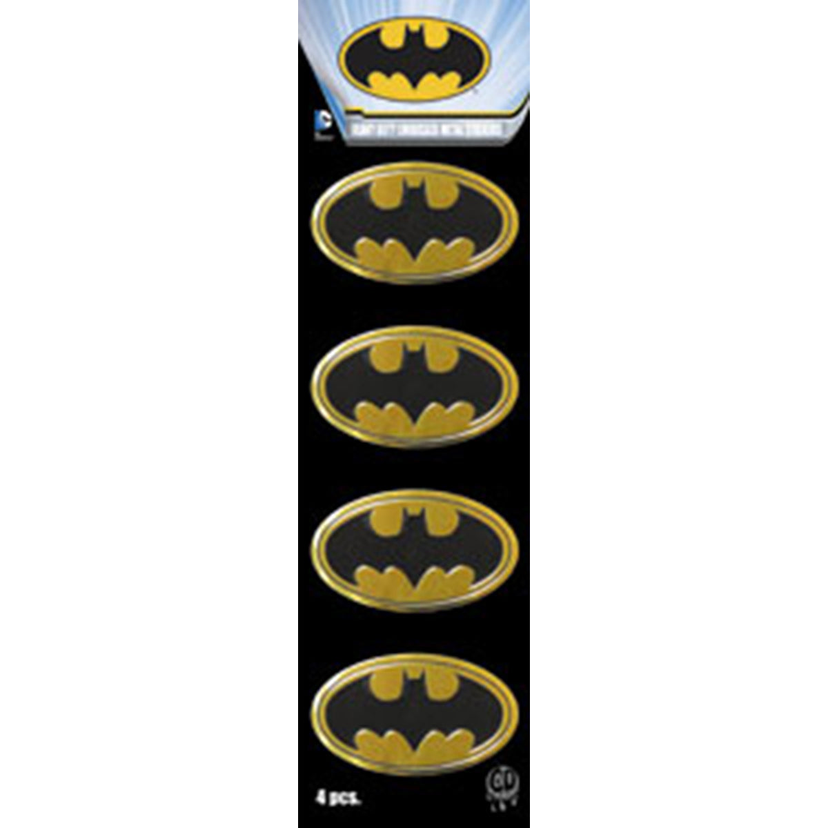 C&D Visionary DC Comics Licensed Heavy Duty Embossed Metal Stickers 4/Pkg - Batman Logo 1"X1.5"