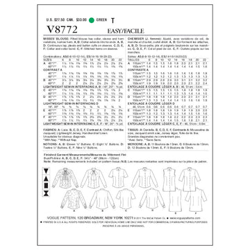 Vogue Misses' Blouse V8772 - Sewing Pattern