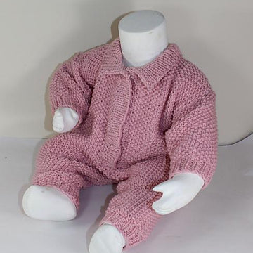 Baby Simple Aran Moss Stitch Collar Onesie