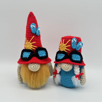 Summer Beach Gnome with fluffy beard/hair