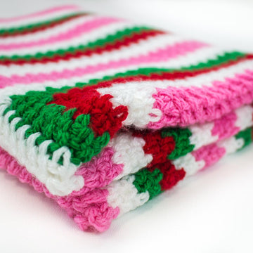 Ribbon Candy Infinity Moss Stitch Crochet Blanket