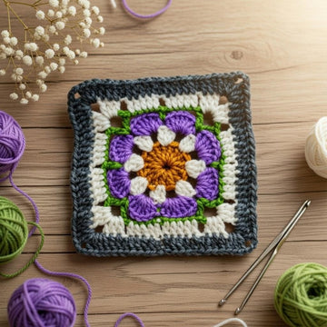 A crochet square motif