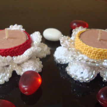 Beaded Lotus Candle Holder
