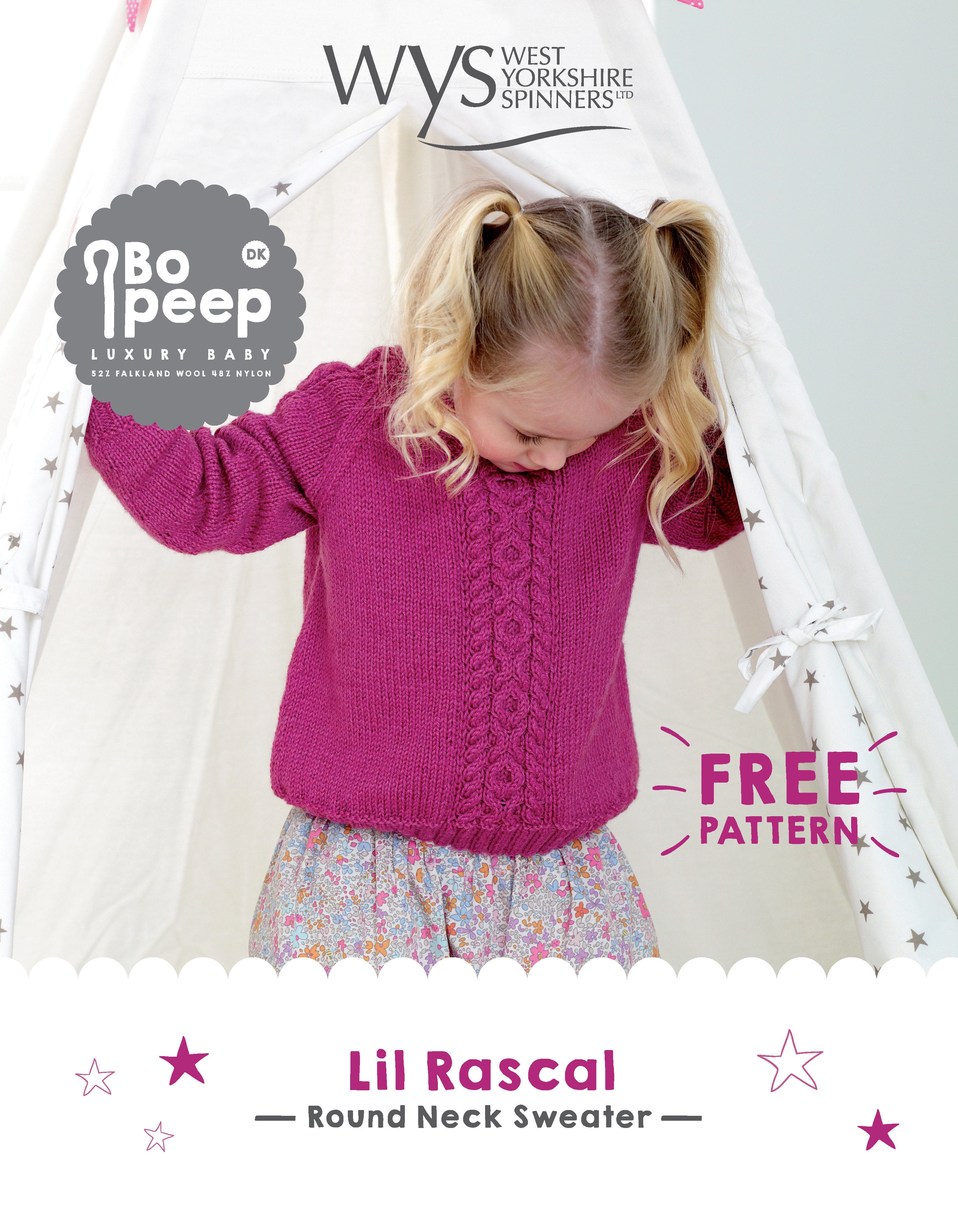 Lil Rascal Round Neck Sweater in West Yorkshire Spinners Bo Peep Luxury Baby - Downloadable PDF