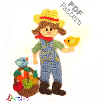 Farmer Boy/Girl crochet applique pattern