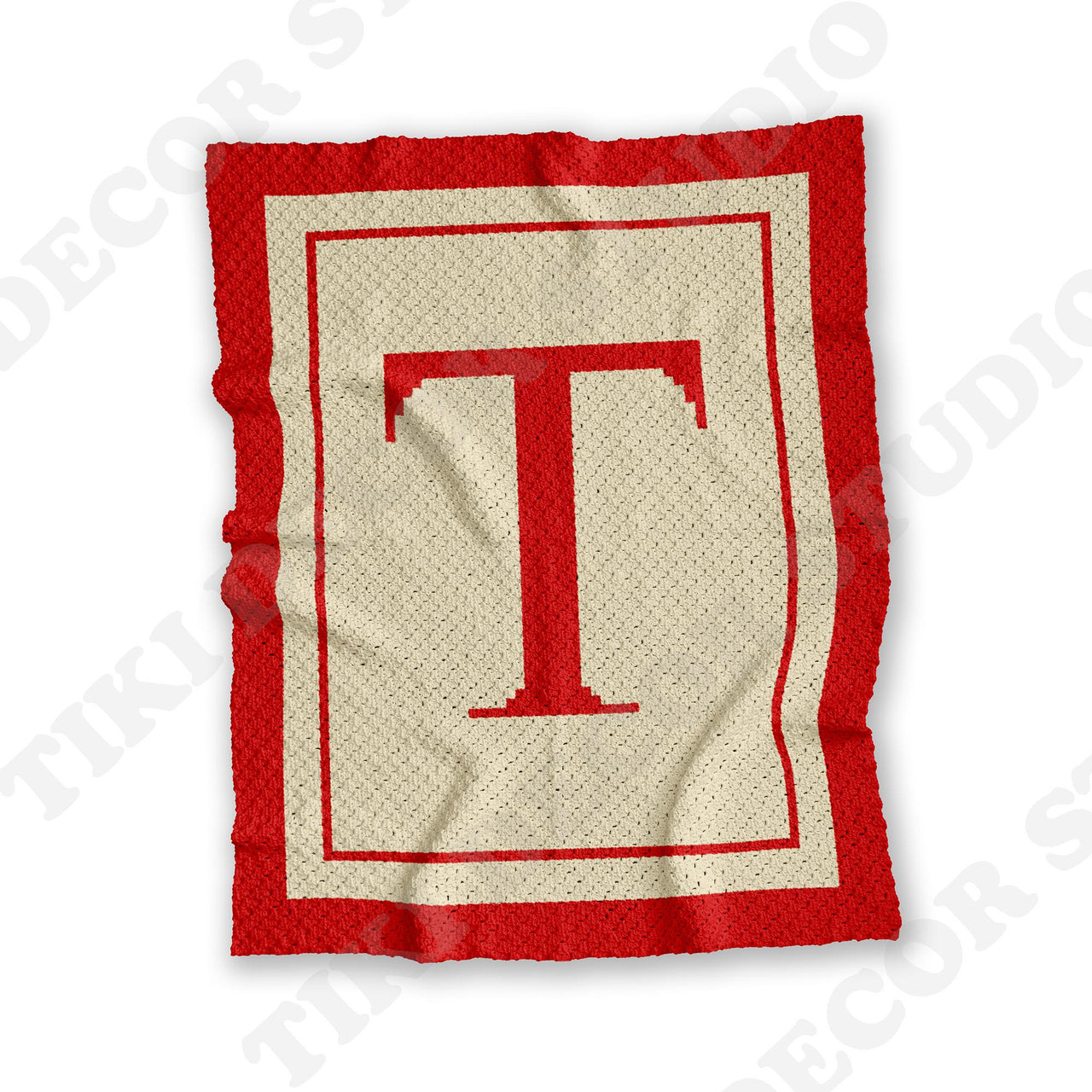 Initial Letter T Stroller Baby Blanket C2C CROCHET PATTERN