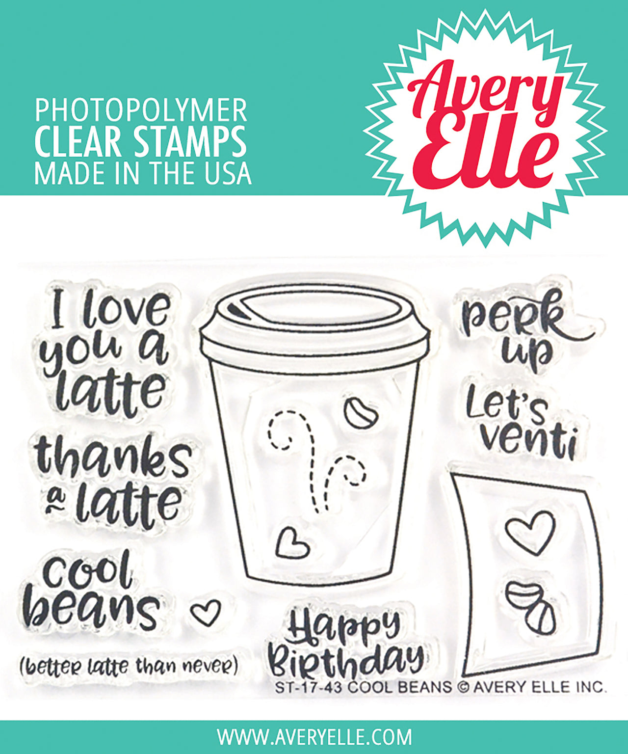 Avery Elle Clear Stamp Set 4"X3" - Cool Beans