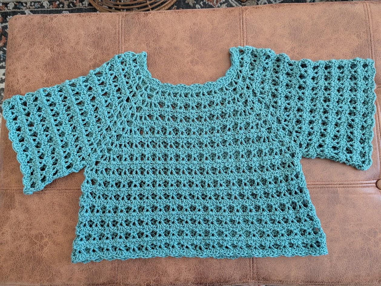 Sea Glass Raglan Crochet Top