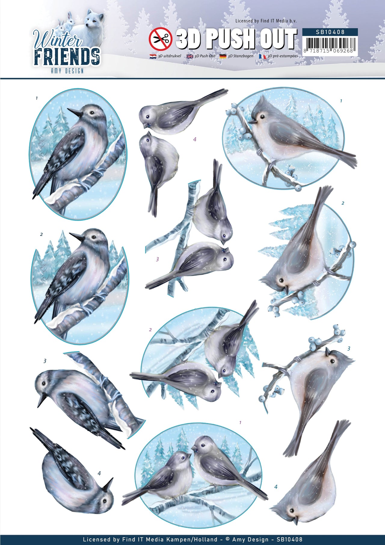 Find It Trading Amy Design Punchout Sheet - Sparkling Birds, Winter Friends