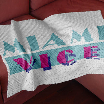 Miami Vice Art Deco Lapghan C2C Crochet Pattern 80's TV Blanket