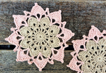 Two Color Flower Coaster Written Pattern