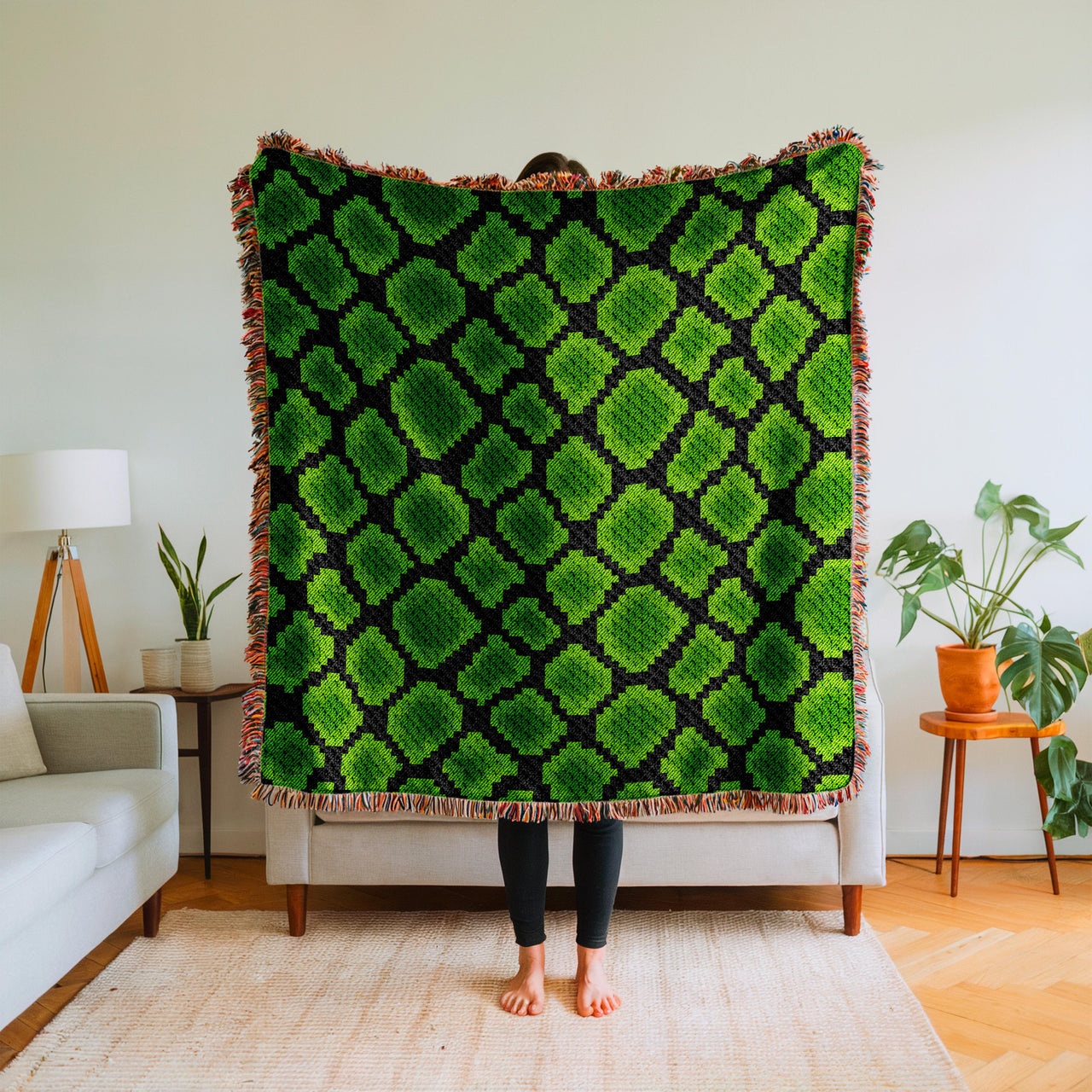 Square Green Snake Blanket C2C Crochet Pattern