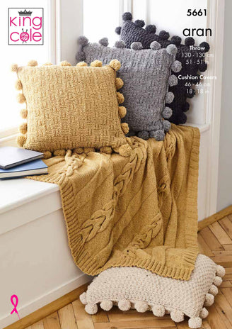 Throw & Cushion Covers in King Cole Forest Aran - 5661 - Leaflet
