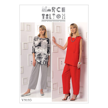 Vogue Misses' Sleeveless or Dolman Sleeve Tunics, and Pants with Yoke V9193 - Sewing Pattern