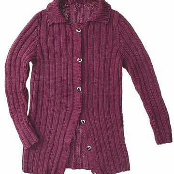 Plum Ribbed Cardigan