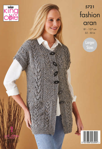 Ladies Waistcoat & Jacket in King Cole Fashion Aran - 5721 - Leaflet