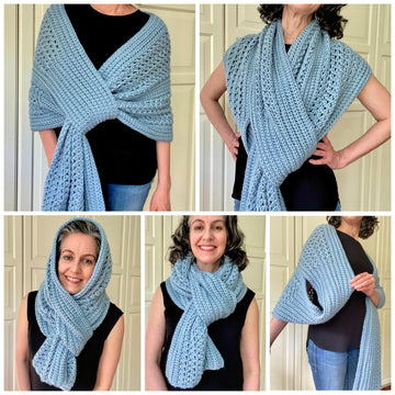 Beginner-Friendly Crochet Gathered Shawl Pattern - Hole-Lotta-Looks Gathered Wrap