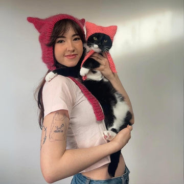 Matching knitted cat hats