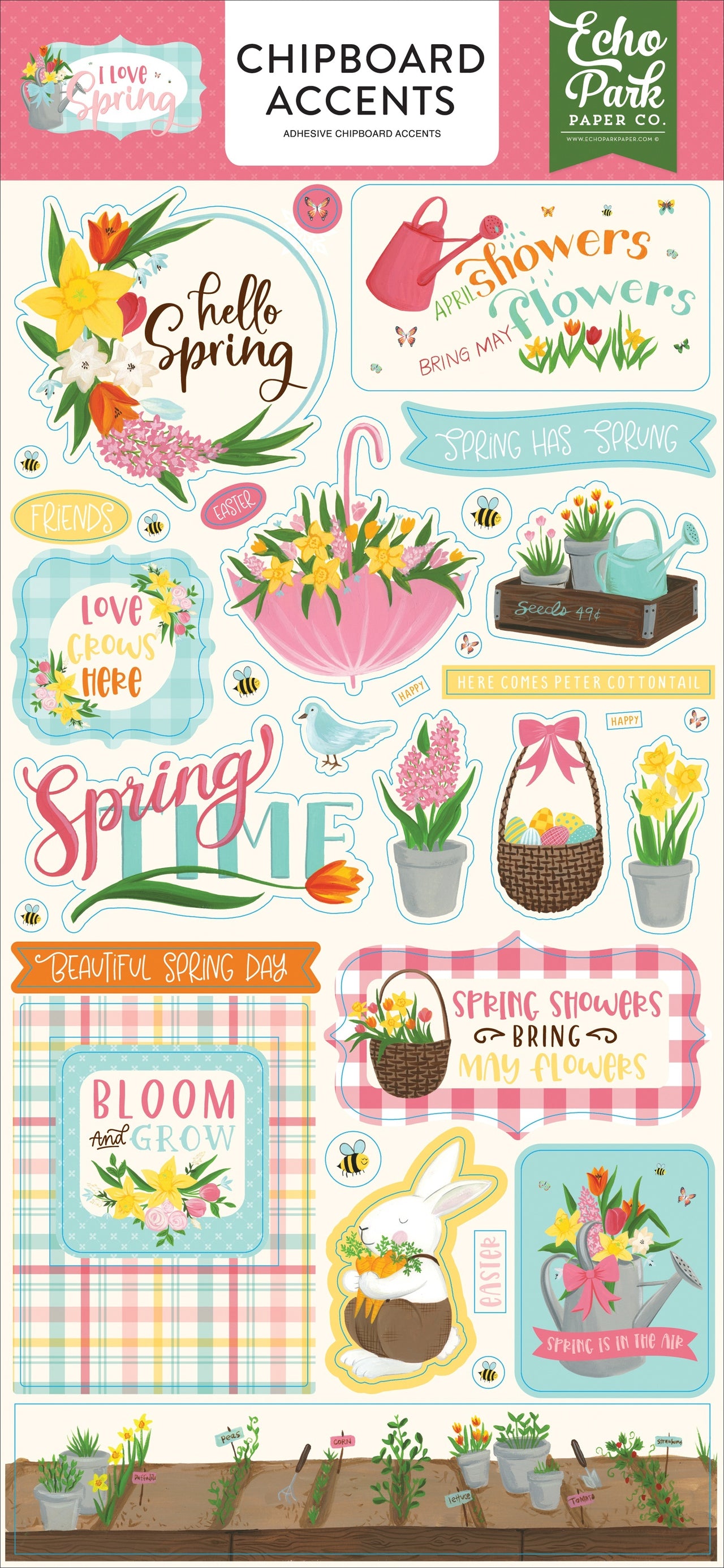 Echo Park Paper I Love Spring Chipboard 6"X13" - Accents