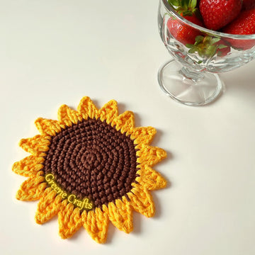 Sunflower Coaster or Applique - Crochet Patten for Beginners