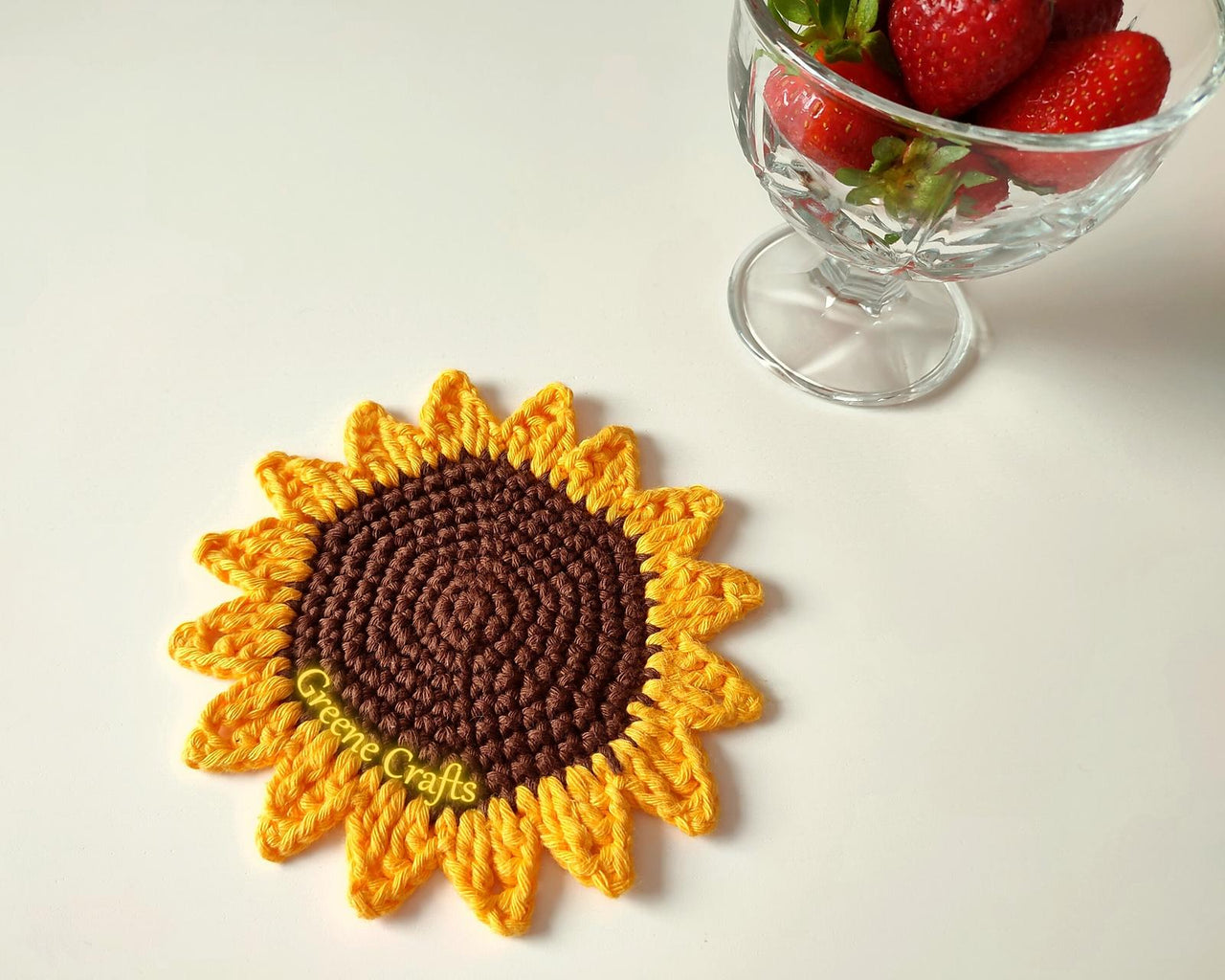 Sunflower Coaster or Applique - Crochet Patten for Beginners