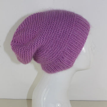 Fluffy Garter Stitch Slouch Hat