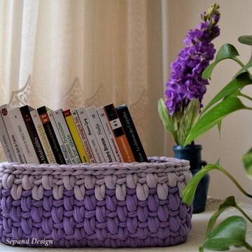 Zpagetti (t-shirt) yarn basket-  One Back Loop- Purple