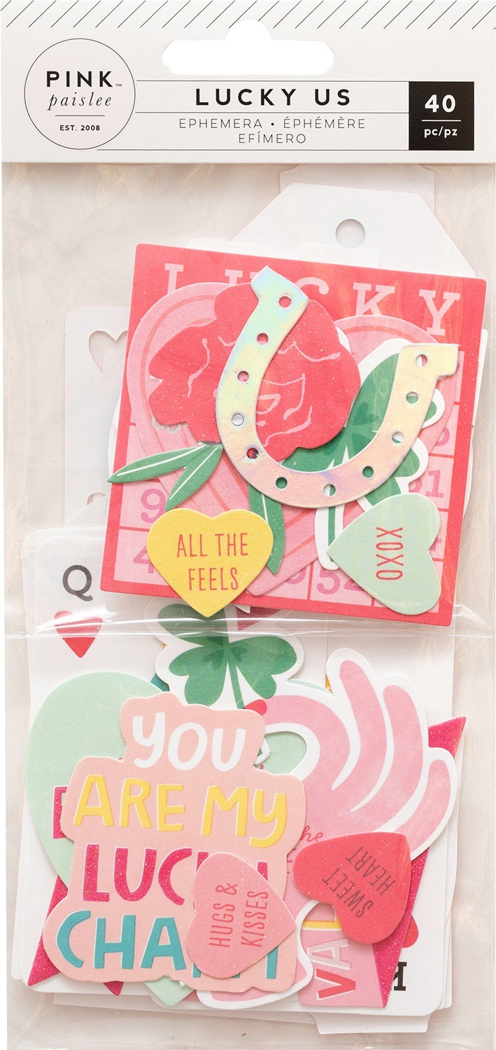 American Crafts Lucky Us Ephemera Cardstock Die-Cuts 40/Pkg - W/Iridescent Foil Accents