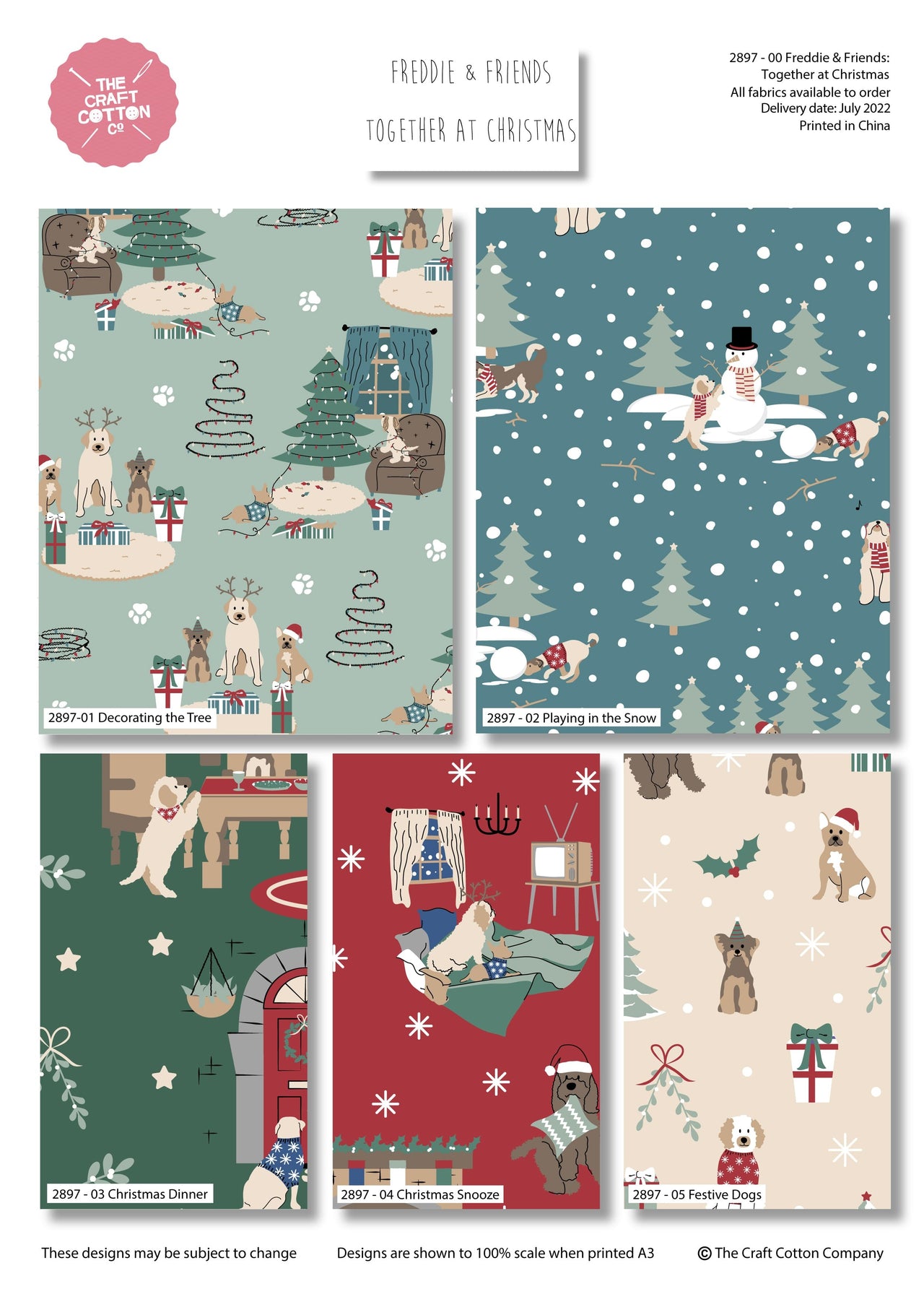 Craft Cotton Company Freddie & Friends Together At Christmas Fat Quarter Bundle