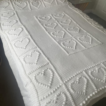 Not a Granny Square Bobble Heart Blanket