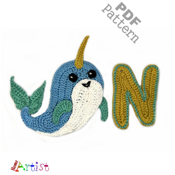 Crochet Animal Alphabet N Narwhal pattern