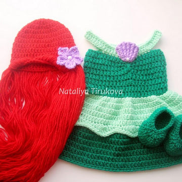 Princess Ariel Baby Hat and Dress Outfit