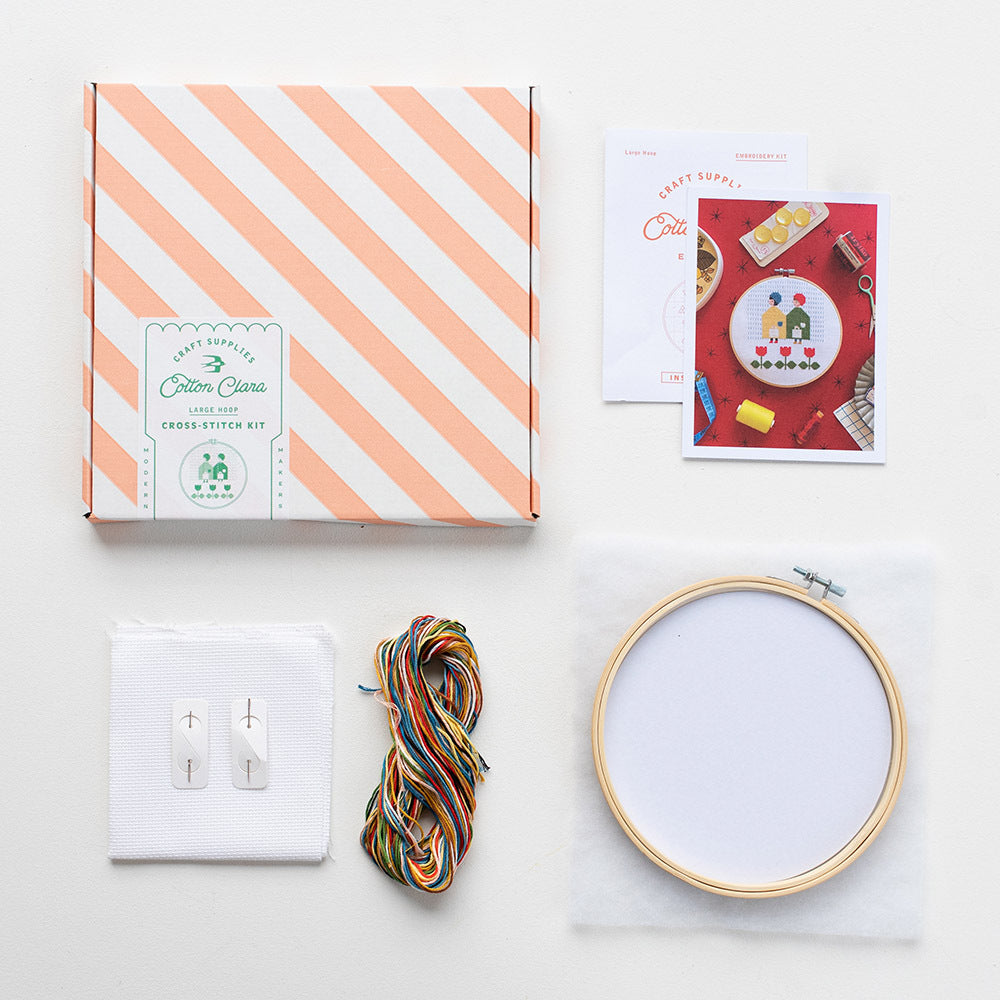 Cotton Clara Raincoats Cross Stitch Kit by Samantha Purdy - 18cm