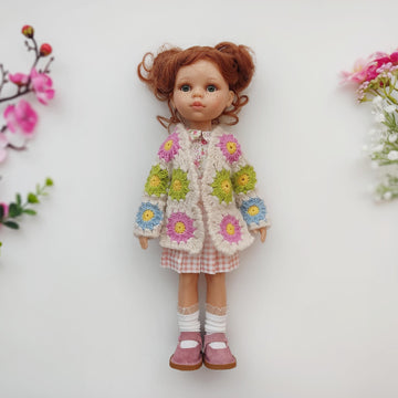 Hippie Flowers Granny Square Cardigan for Paola Reina doll