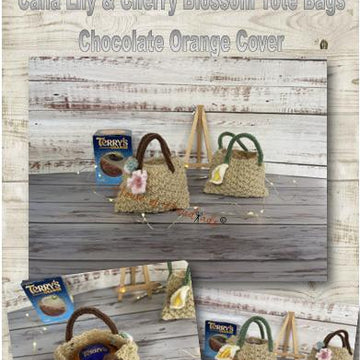 Calla Lily & Cherry Blossom Tote Bag Chocolate Orange Knitting Pattern