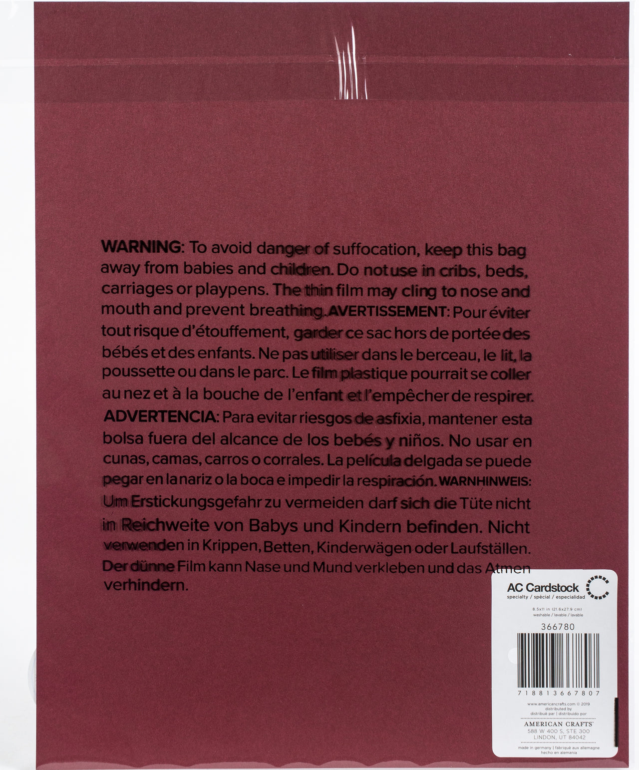American Crafts Washable Matte Paper 8.5"X11" - Rouge