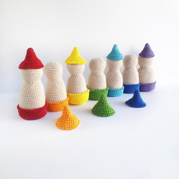 Waldorf rainbow doll in cups