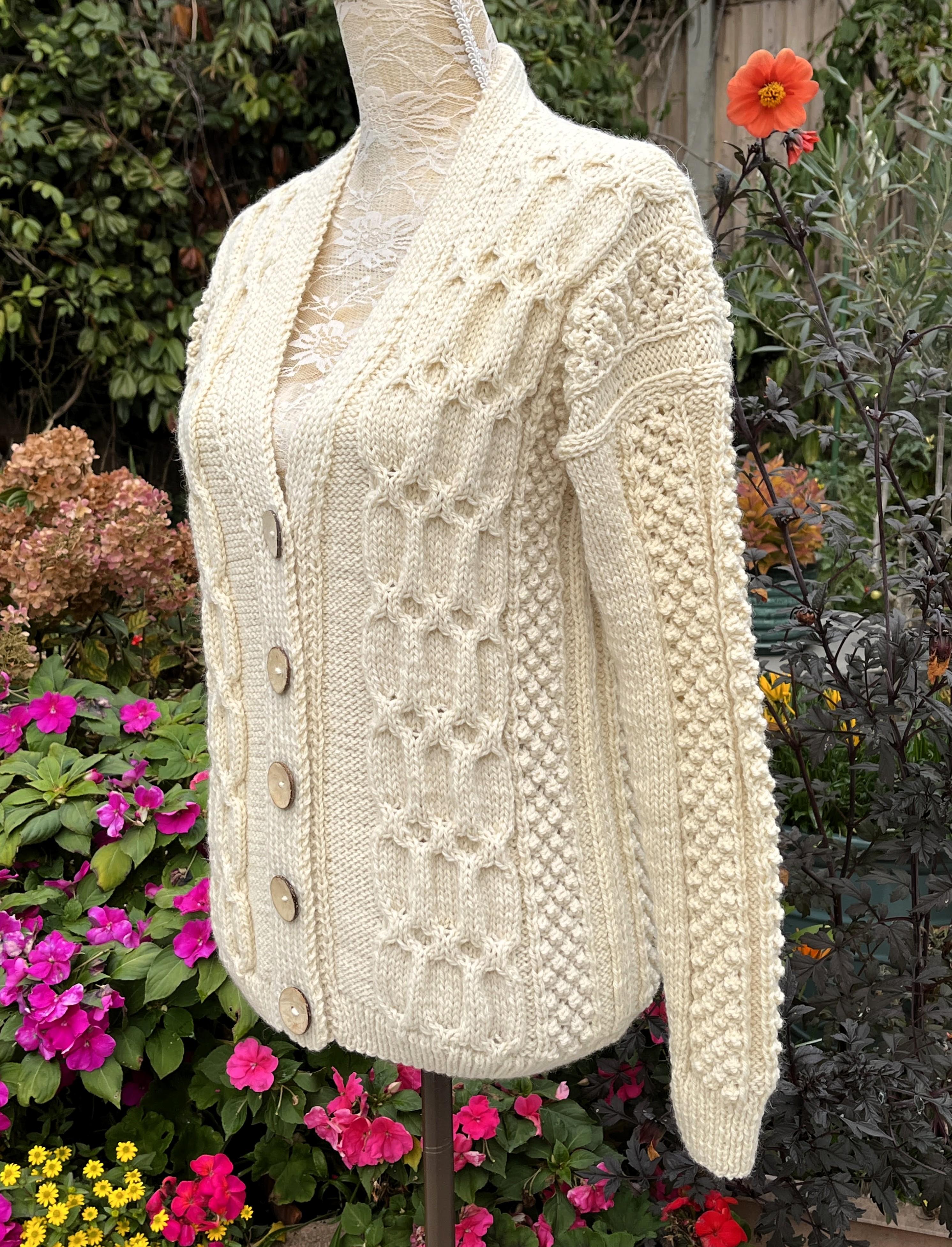 Cardigan with Aran Style Honeycomb Cables