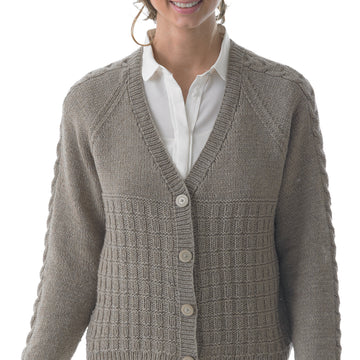 Raglan Cardigan in Texture and Stocking Stitch in Lotus Pure Cashmere DK - LOT019 - Leaflet