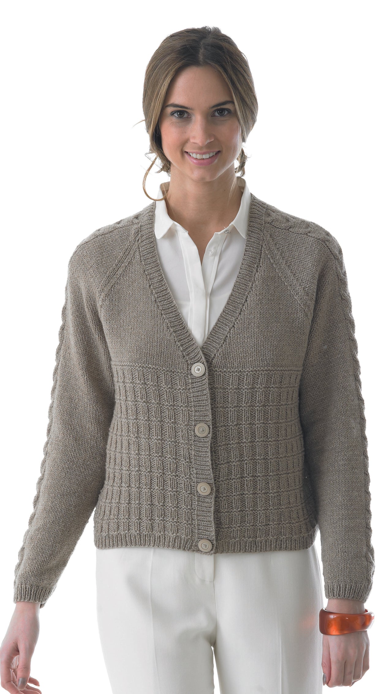 Raglan Cardigan in Texture and Stocking Stitch in Lotus Pure Cashmere DK - LOT019 - Leaflet