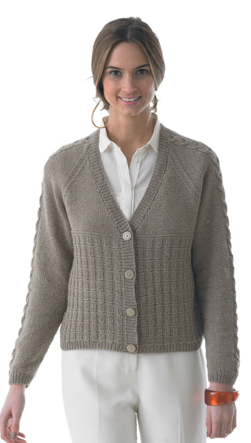 Raglan Cardigan in Texture and Stocking Stitch in Lotus Pure Cashmere DK - LOT019 - Leaflet