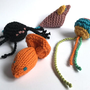 Knitted cat toys
