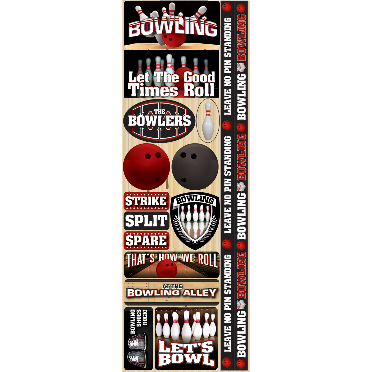 Reminisce Signature Series Cardstock Combo Sticker 4.25"X12" - Bowling