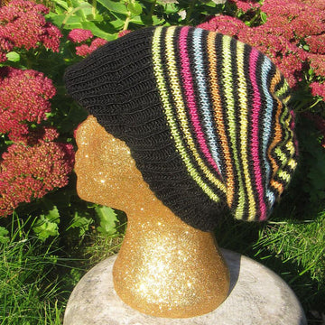 Silk Stripey Peak Slouch Hat