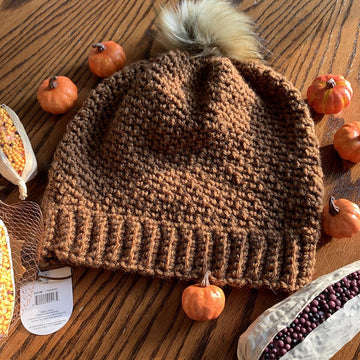 Katie Beanie with Faux Fur Pompon
