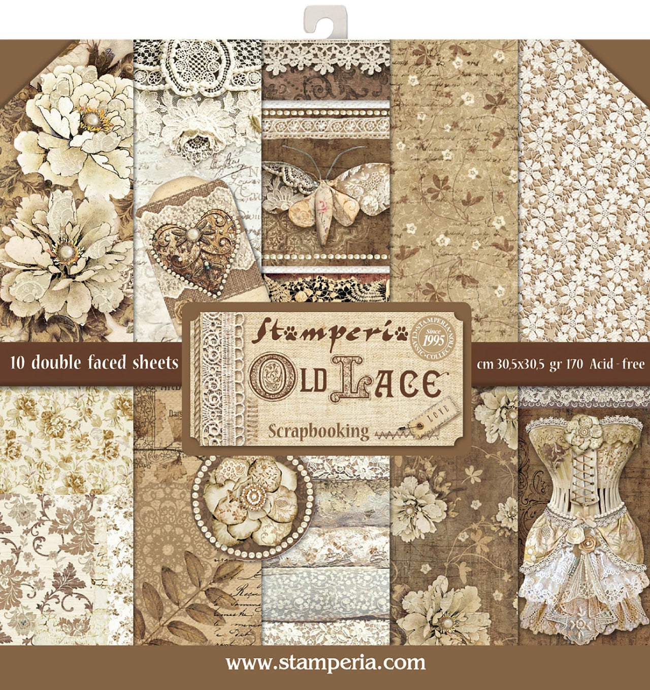 Stamperia Intl Stamperia Double-Sided Paper Pad 12"X12" 10/Pkg - Old Lace, 10 Designs/1 Each